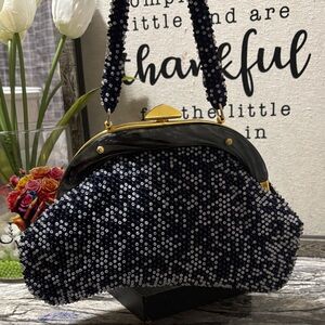 Elegant Navy Beaded Women's Bag